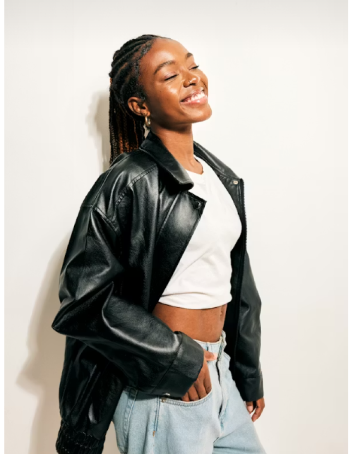 Oversized Faux Leather Jacket